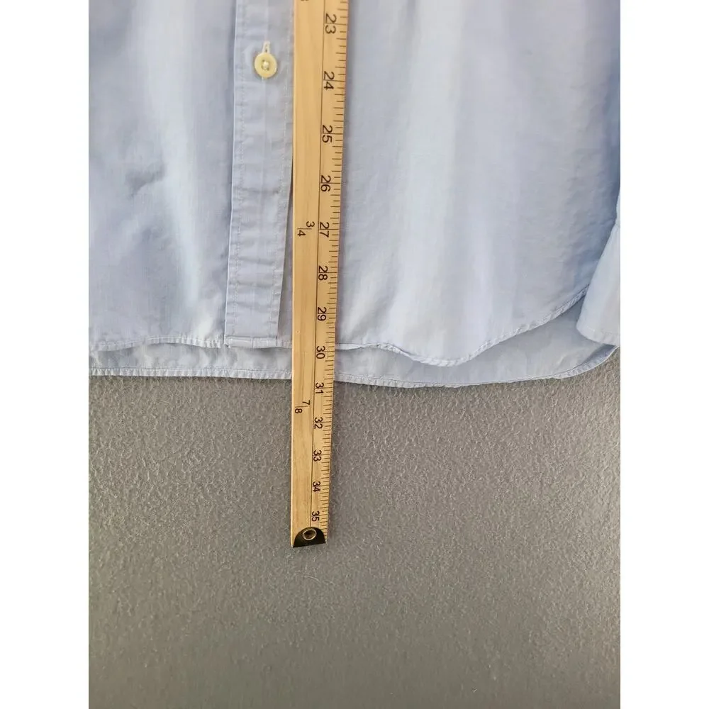 J Crew 2 Ply Cotton Dress Shirt Blue Mens L Classic Business Preppy Timeless
